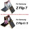 Luxury Diamond Leather Ring Holder Case for Samsung Galaxy Z Flip 7 6 5 Screen Glass Plating Edge Cover for Galaxy Z Flip7 Case