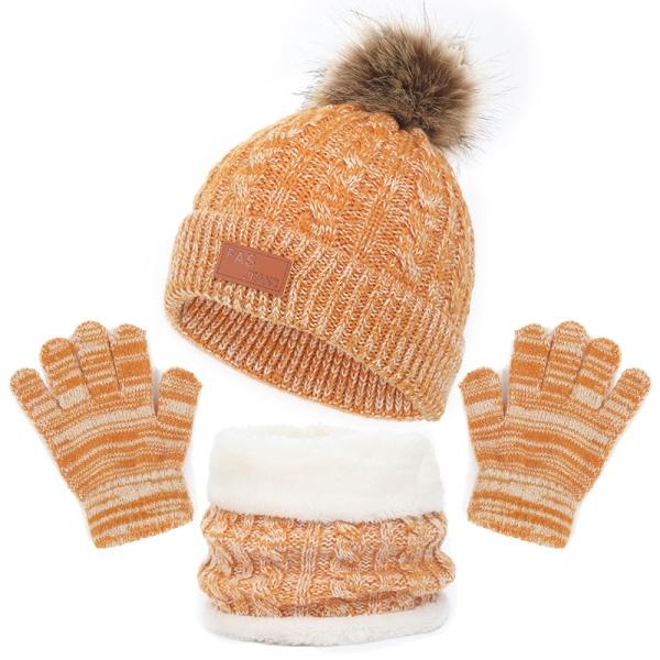 Winter Baby Kids Keep Warm Knitted Hat Scarf Gloves Set