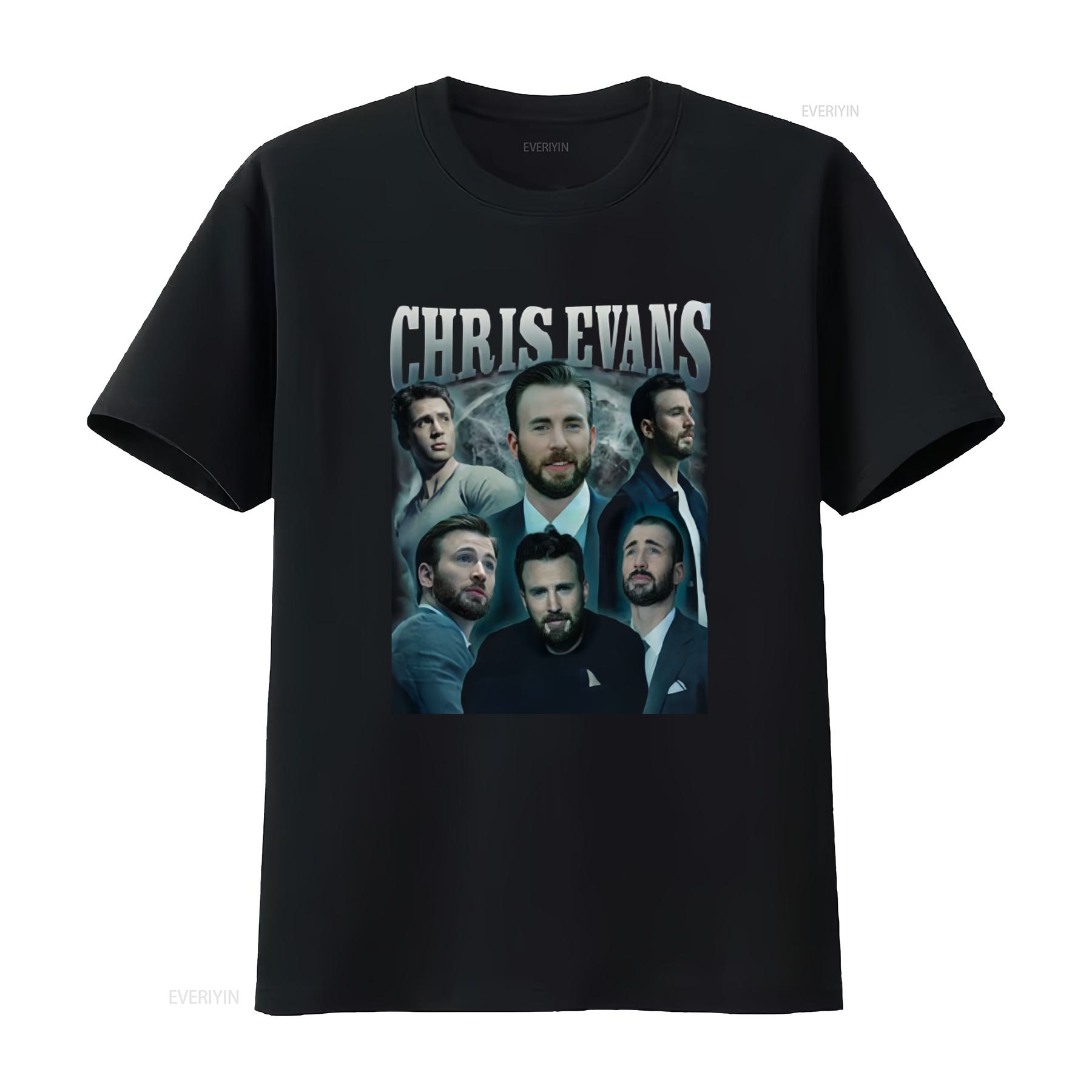 

CHRIS EVANS T Shirt Vintage Homage America Bootleg Print 90s Style vintage Washed Comfortable Casual Stretched fashion homme 4XL