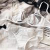Sexy Hollow Lingerie Set French Ultra Thin Women Bra Summer Breathable Purple Plus Size 95CD Cup Underwear Push Up Brassiere