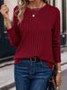 Solid Color Comfortable Crew Neck Pit Strip T-Shirt Spring and Autumn Casual Long Sleeve Top Women's Clothing
