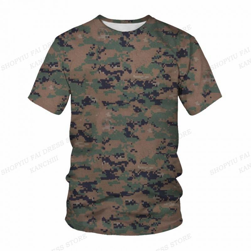 Sommer Camo T-Shirt Camouflage 3D Druck T-Shirt Herren Mode O-Ausschnitt Kurzarm T-Shirt Outdoor T-Shirt Kinder Oberteile Tee Fitness