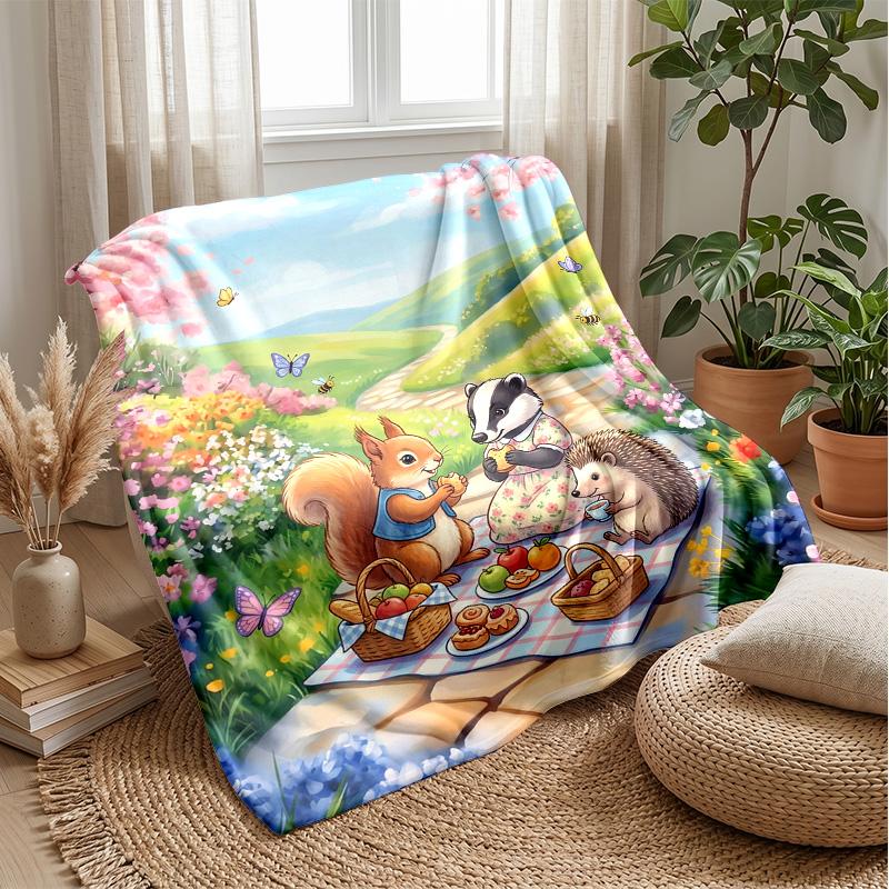 Animal Paw with Flowers Blanket Personalized Name Flannel Blanket Soft Cozy Plush Throw for Sofa Bed Lightweight Home Decor