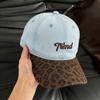 Women Denim Baseball Cap Leopard Print Brim Letter "Trend" Casual Adjustable Dad Hat Y2K Vintage Sunscreen Baseball