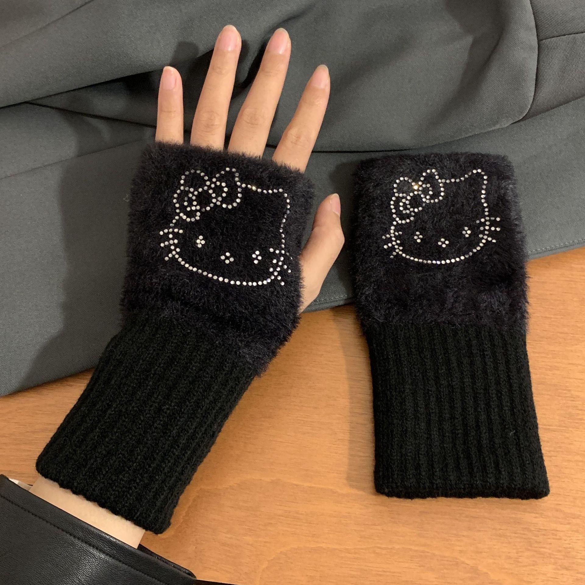 

Women s Plush Half-finger Gloves, Thickened And Warm, Perfect For Cycling. One Size чорний