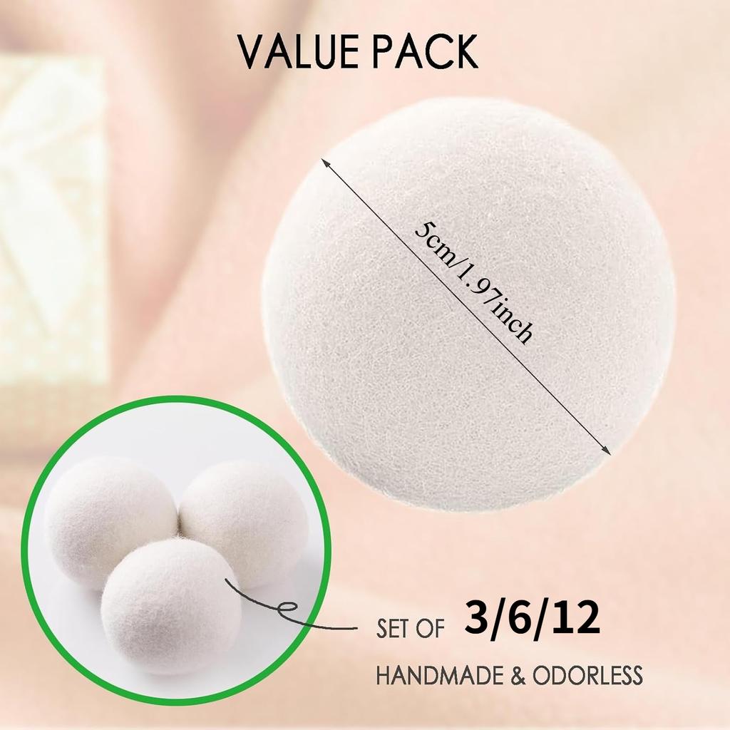 3/6/9 PCS Reusable Dryer Balls – Replace Dryer Sheets, Add Essential Oils for Natural Scent, Reduce Drying Time & Static