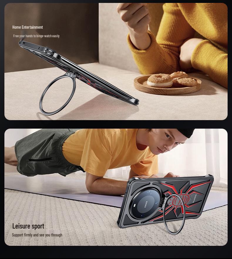 Huawei Mate60 Pro Spider Metal Protective Case - Cross-Border Compatible, Anti-Drop with Bracket.