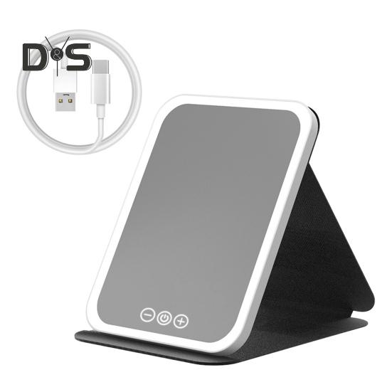 LED-beleuchteter Schminkspiegel, 3 Farbmodi, einstellbar, 2-in-1-Klappkosmetikspiegel, per USB wiederaufladbar, tragbarer Reise-Kosmetikspiegel