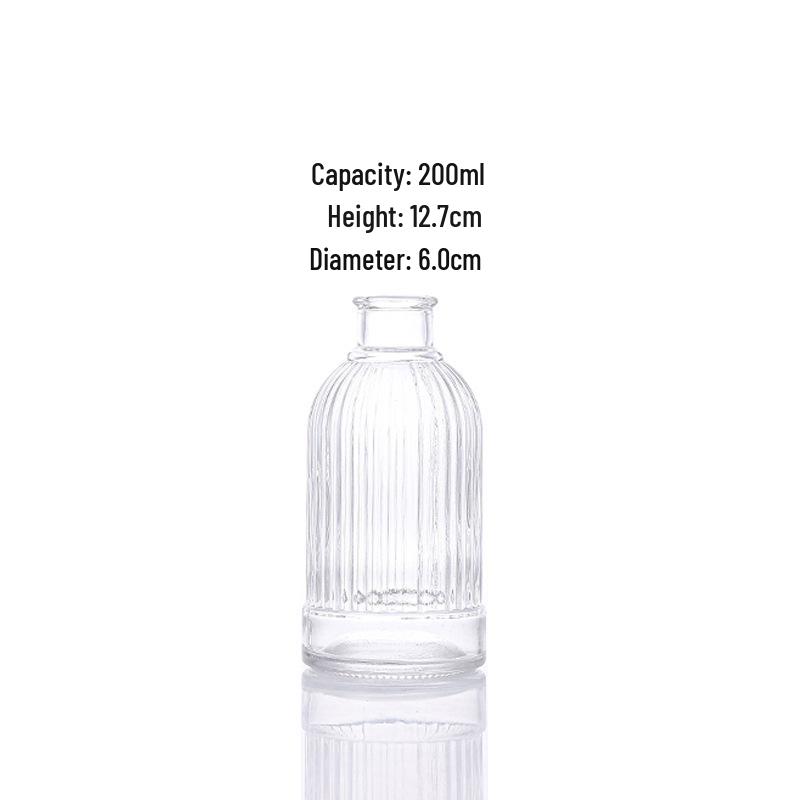 Glass Retro Stripe Aroma Diffuser Bottle, Flameless Fragrance, Multiple Specs, Essential Oil Decanter, Home Living Room Ornament