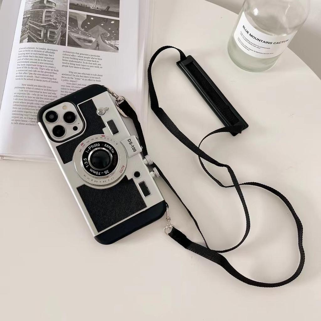 Creative Stereoscopic Camera Compatible with iPhone 17 Pro Max, iPhone 16 Case, 15/14 Crossbody Lanyard, 13