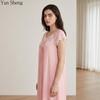 Camice da notte in seta di latte a maniche corte Pigiama da donna Primavera ed Estate Camice da notte con colletto in pizzo Abbigliamento lungo per la casa