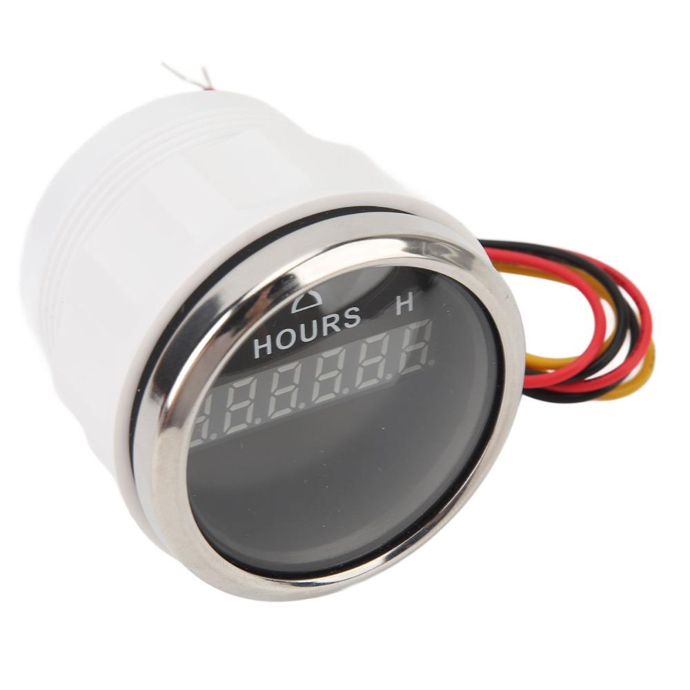 Precise Measurement DC 9-32V Digital Hour Meter 52MM Waterproof Round Gauge Hour Meter Gauge Fishing Boats