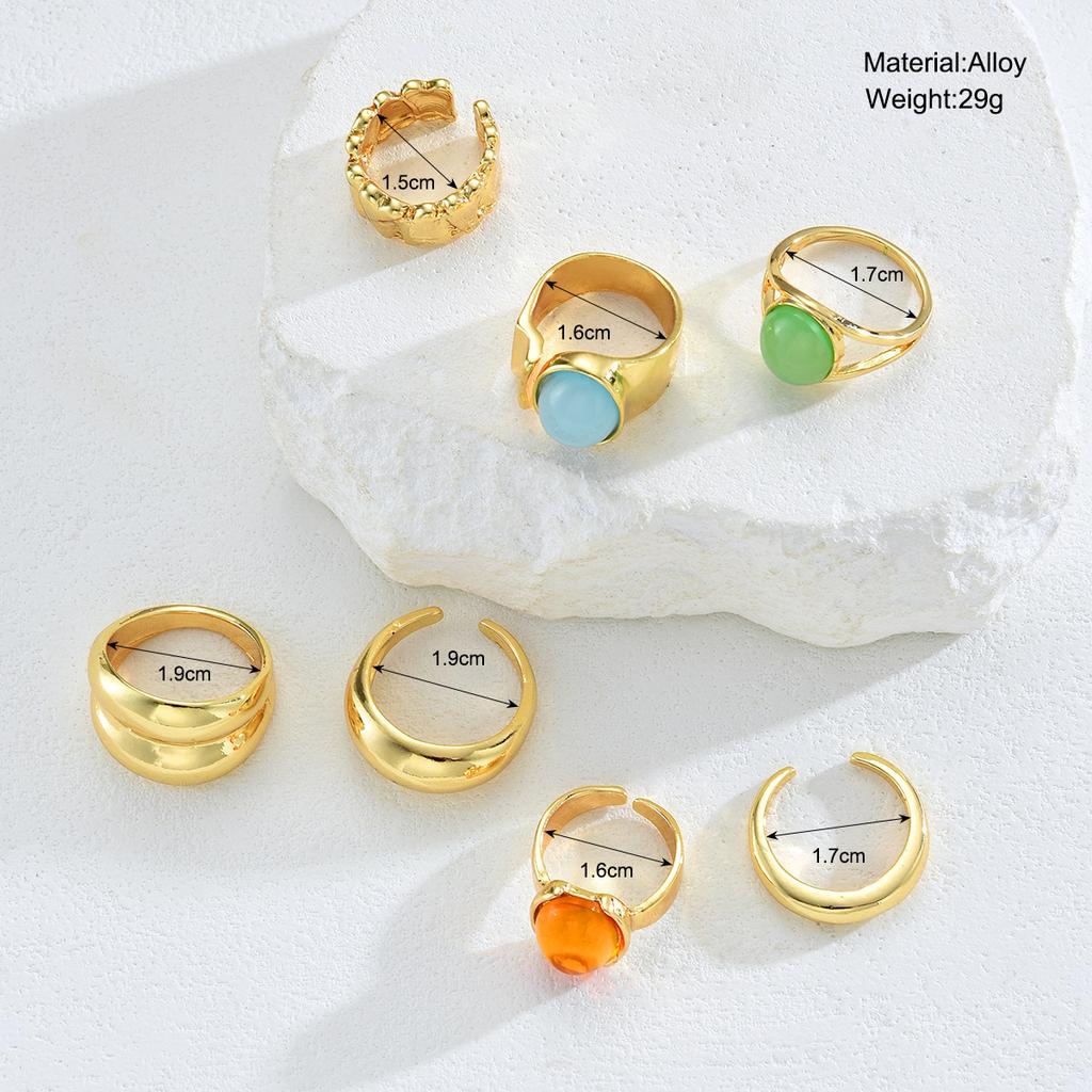 IF ME 7pcs/set Vintage Acrylic Rings For Women Men Girls Punk Gold Color Irregular Geometric Open Knuckle Joint Ring Jewelry
