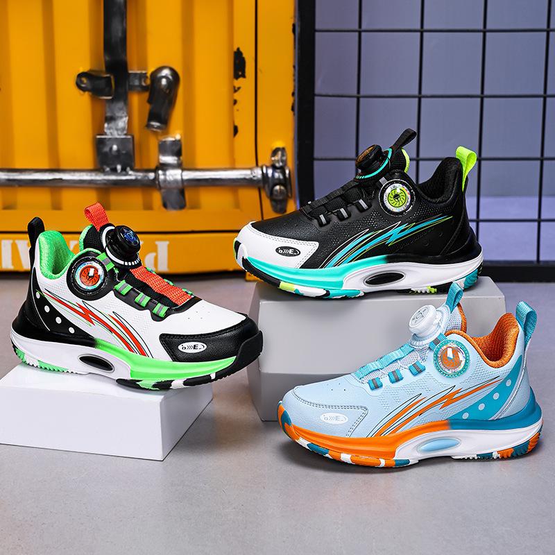 2024 Herbst Wasserdichte Leder Kinder Basketballschuhe mit Drehverschluss