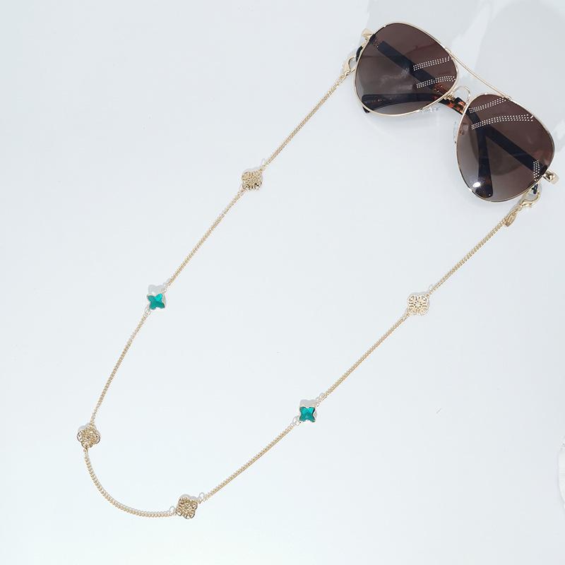 Retro Gothic Sunglasses Mask Lanyard Fashion Color Four-leaf Clover Non-slip Reading Glasses Chain New Jewelry for
