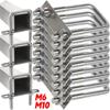 M6/M10 Rechtwinkliger U-förmiger Bolzen Edelstahlbolzen Rohrschellen mit Plattenbaffles Quadratrohr Leitungsrohr Halterung Montage Werkzeug