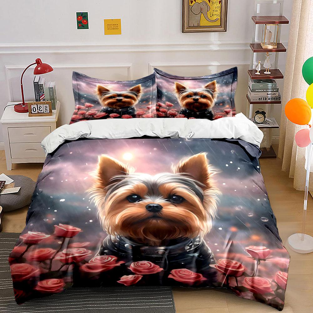 Romantic Dog Rose Set Multiple sizes kid's and adults' bedroom Exquisite 3PC bedding set, gift