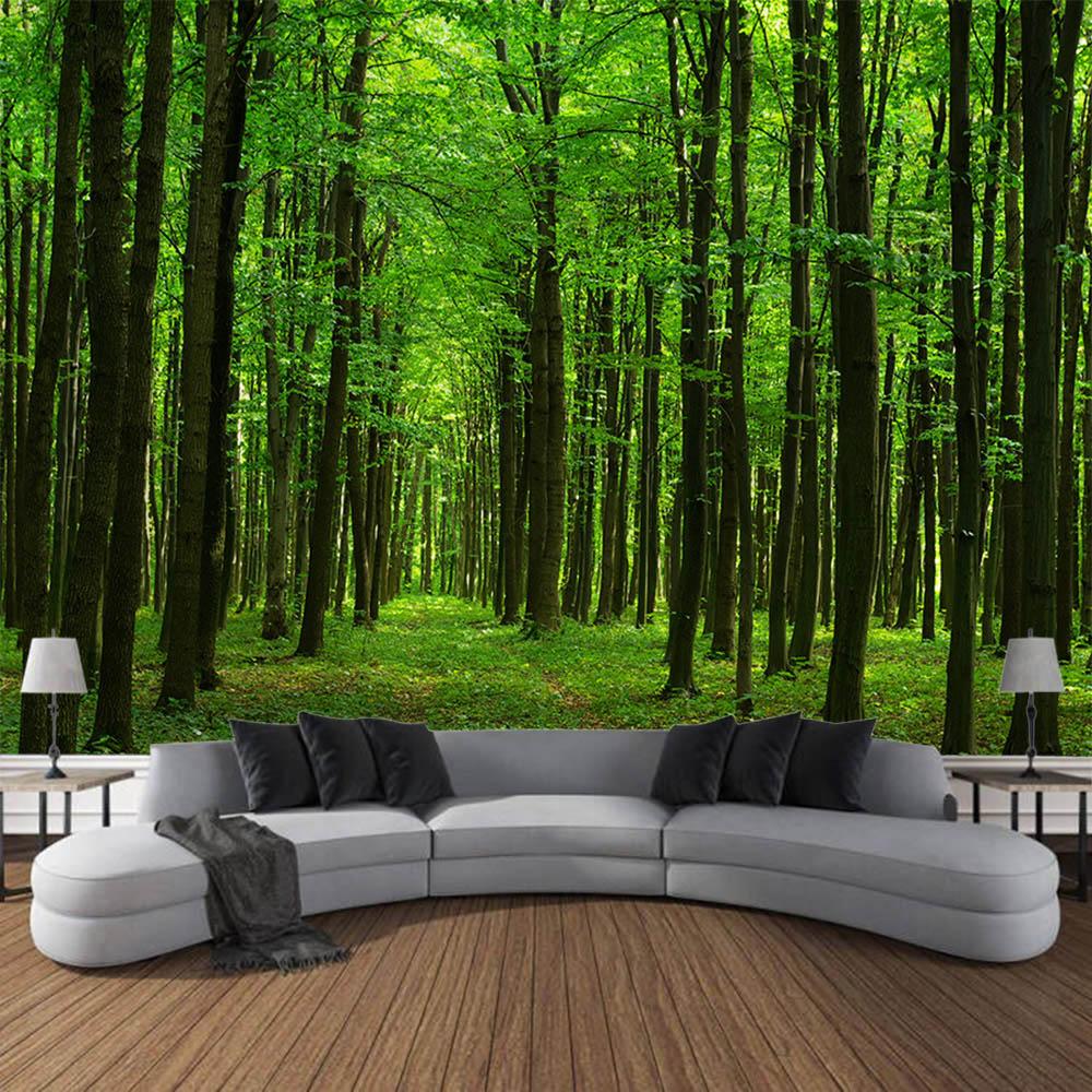 Forest waterfall tapestry, jungle wall hanging, aesthetic room decoration, Bohemian hippie living room, bedroom wall decoration