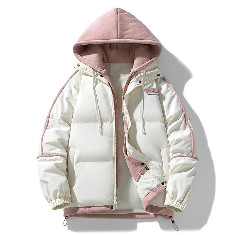 2025 Autumn and Winter Men's Casual Cotton-padded Clothes, Teenagers Contrasting Colors, Versatile Trend Jackets, Students Fashion Hooded