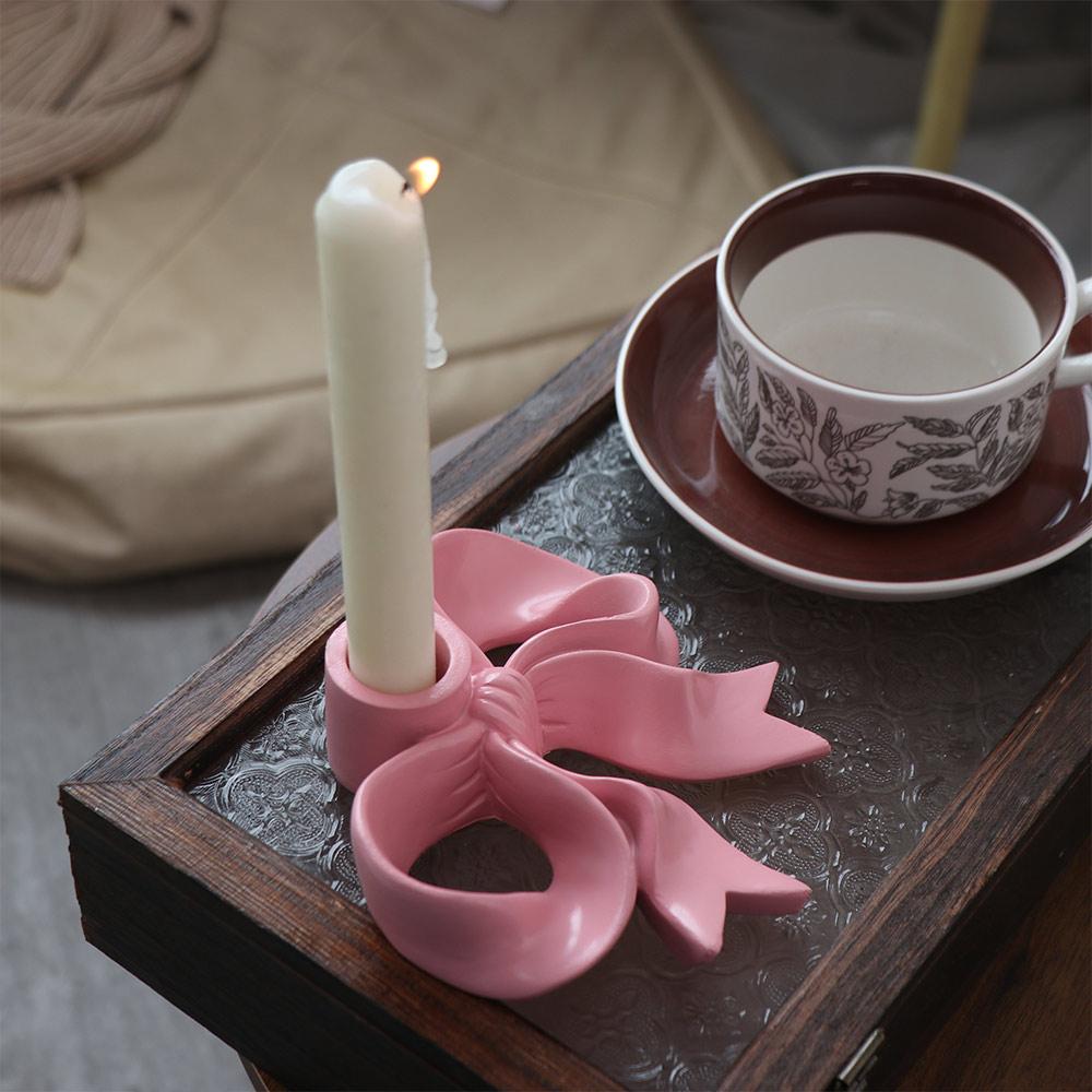 Unique Long Candle Candlestick Romantic Bowknot Shape Candlestick Candle Stands  Living Room