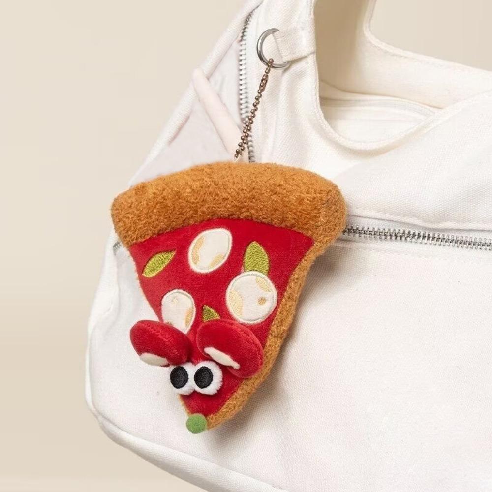 Cute Pizza Slice Plush Charm Exquisite Embroidery Stuffed Pizza Toy New Cartoon Mouse Pendant