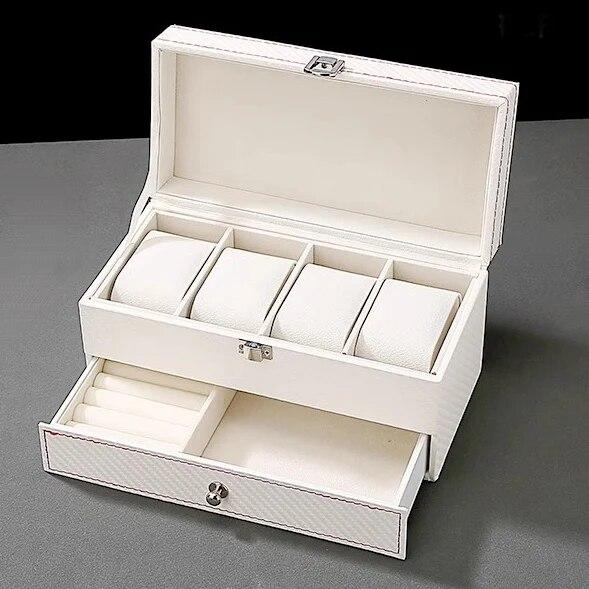 תיבת שעונים זוגית יוקרה קלאסית ארגונית גברים שחור PU עור שעון מחזיק תיבת אחסון קופסת תכשיטי קוורץ שעוני מתנה