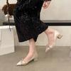 Bow single shoes women's autumn and winter 2025 new satin thick heel late evening wind pedal low heel pointed high heels
