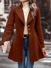 2025 New Women's Winter Lapel Slim Woolen Solid Color Fashion Coat for Europe and America