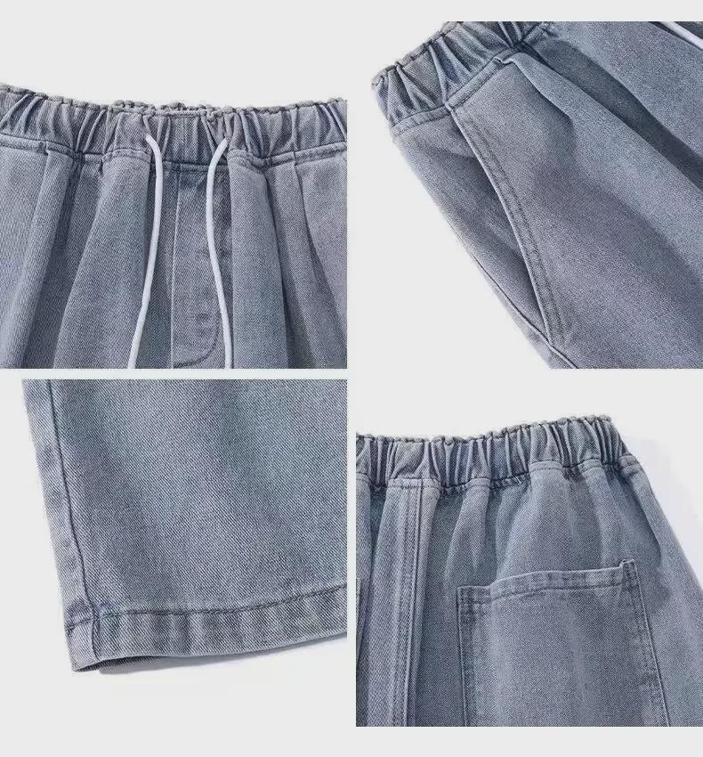 Men's Summer Japanese Straight Denim Wide-Leg Casual Mid-Length Shorts