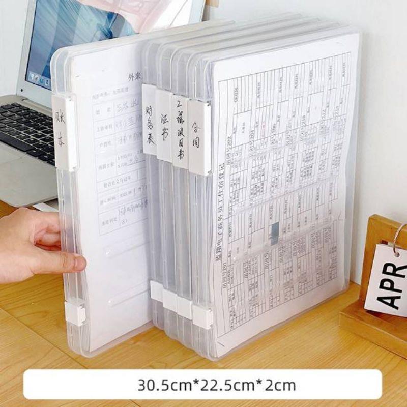 Document Organizer Transparent Double Buckle Plastic Archive Box Waterproof Dustproof Visa Double Buckle Plastic File Box