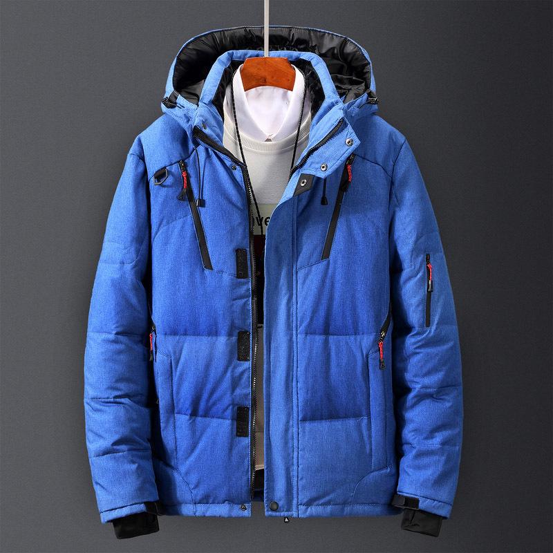 2025 Men's Down Jacket Men's Short Casual Outdoor Multi-Pocket Hooded Winter Wear