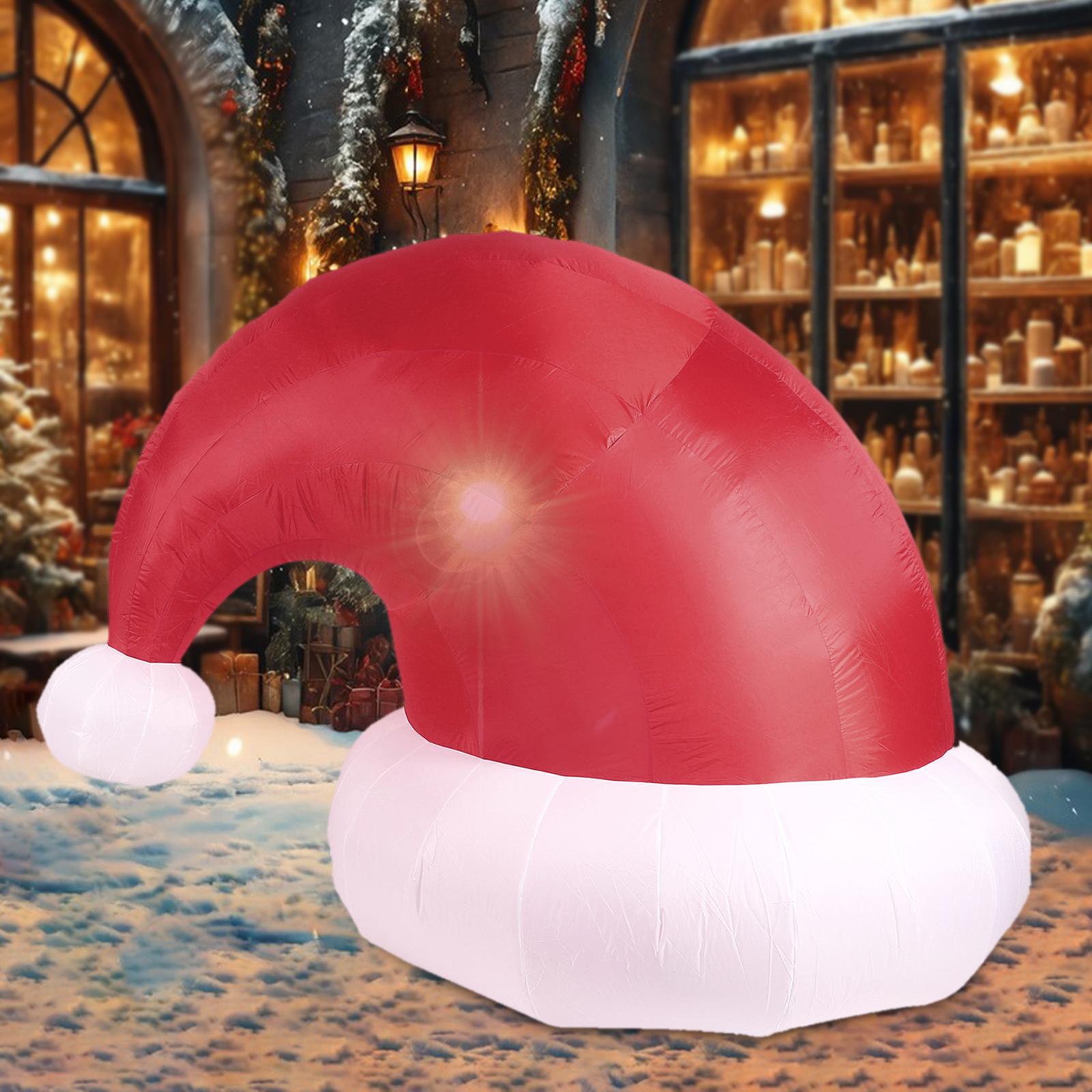 

Santa Hat Inflatable Christmas Yard Garden Party LED Light Up Ornament for Outdoor Lawn Patio Home Decorations