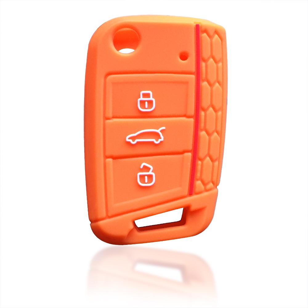 Silicone Key Case For Skoda Octavia A7 KAMIQ 2021 Rapid Karoq Fabia For Seat Leon Ibiza Ateca For VW Polo Golf 7 Tiguan T-Roc T6