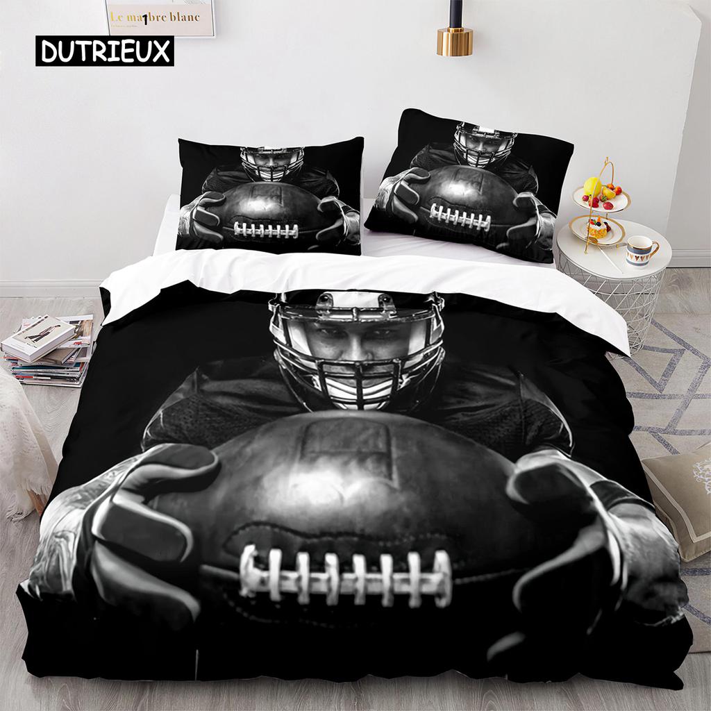 Football Duvet Cover for Boys Girls Burning Football Comforter Cover Microfiber Sports Games Theme Soft King Size Quilt Cover