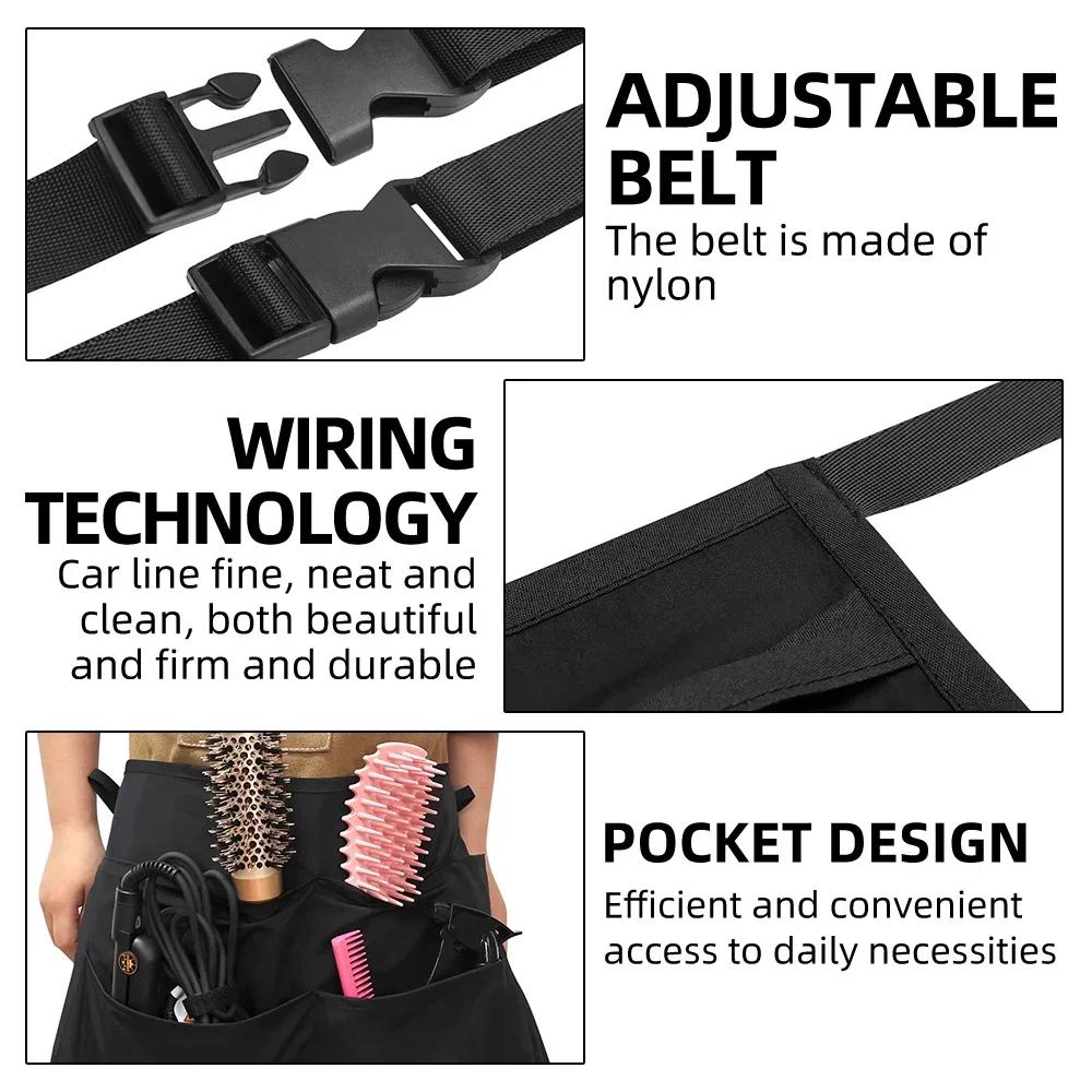 2pcs Waist Apron With Tool Pouch Waterproof Work Apron For Barber Beauty Salon Car Mechanic Craftsman Utility Belt Bag Kitchen Cooking
