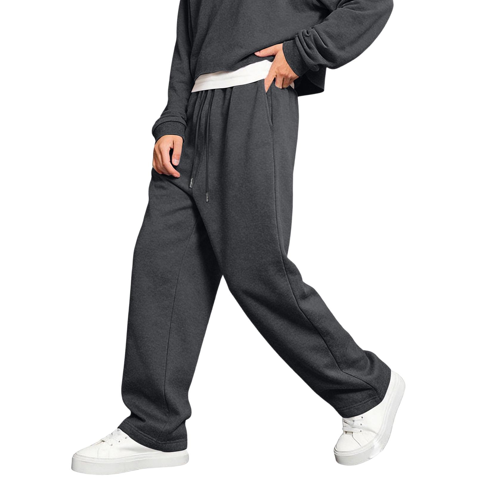 

Men s Sport Sweatpants With Drawstring Elastic Waist, Retro , Loose Wide-leg Pants With Pockets M