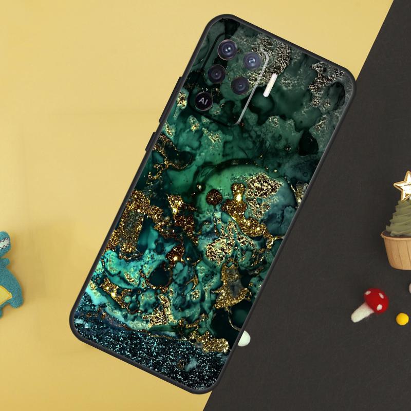 Luxury Gold Foil Art Case For Oppo A96 A76 A16 A17 A57 A60 A40 A80 A18 A38 A58 A78 A98 A15 A54 A74 A94 A6 A5 Pro