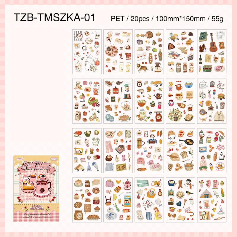 Sweet Dream Notes Series Cute Life Pet Character Landscape PET Sticker Book Creative DIY Journal Material Collage Stationery