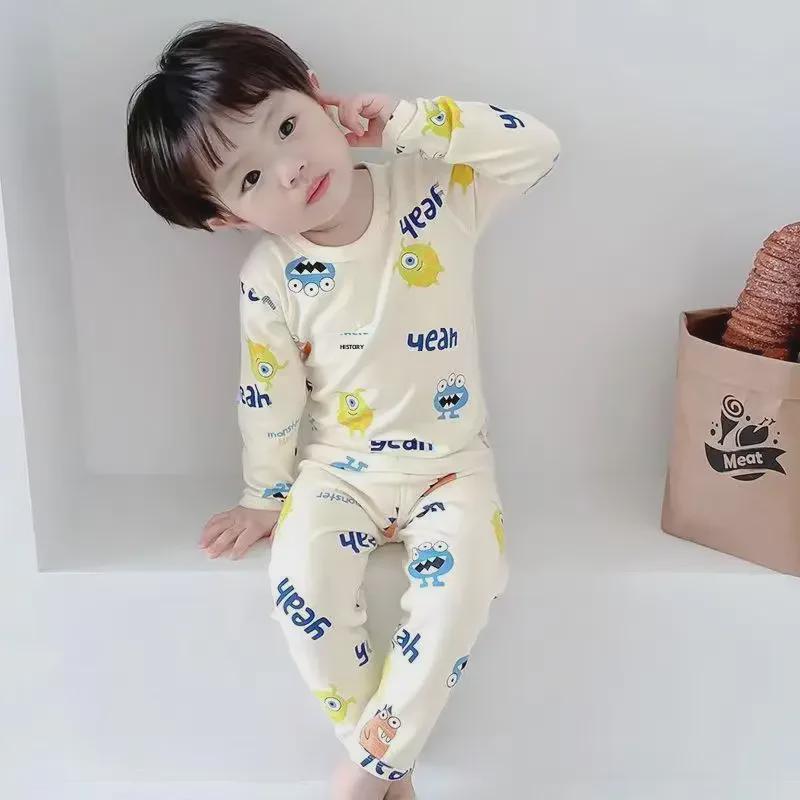 Kids' German Velvet Brushed Monster Pajama Set for Autumn