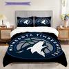 Minnesota Timberwolves Logo Three-piece set(1 * duvet cover + 2 * pillowcase, without core)Soft and comfortable Christmas birthday gift Bedding set