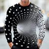 Cool 3D Vortex Print Long Sleeve T-Shirt, Stylish and Unique.