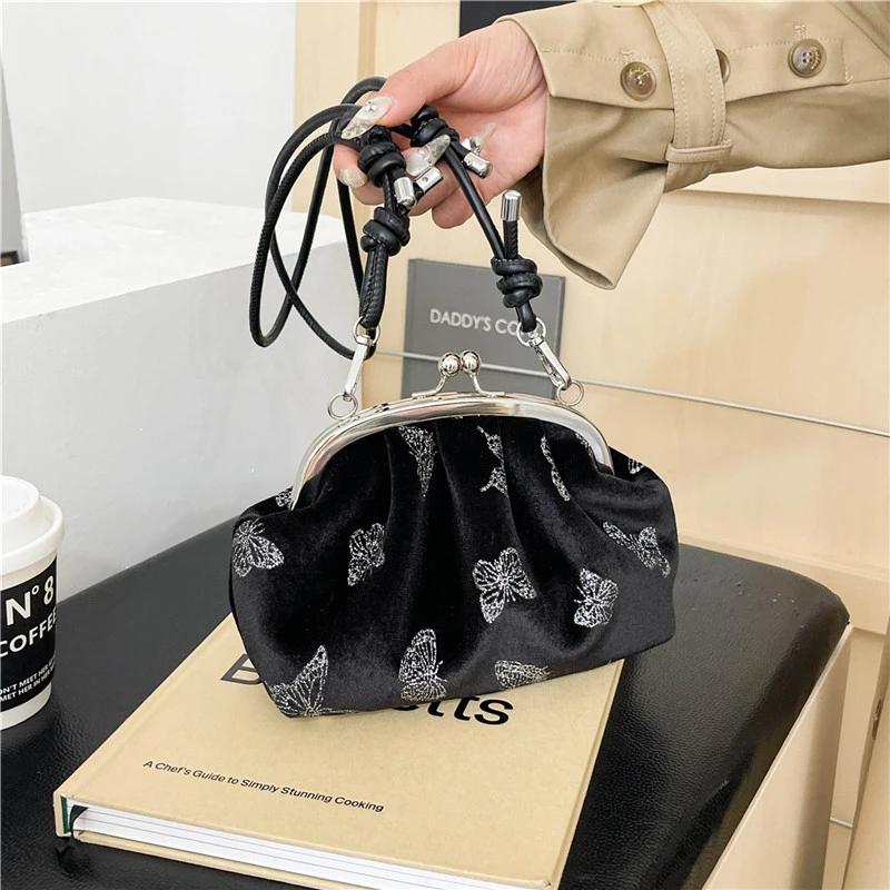 Luxury Velvet Evening Clutch Bag Women Bride Wedding Clutch Chain Vintage Shoulder Crossbody Bags Party Handbag Daily Use Purse