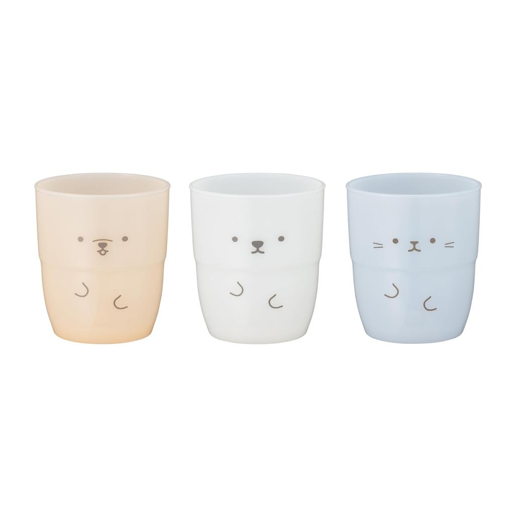 CB Japan Glass Set Polar and Resin Animal ANIBALL Set, 220ml, 3-Piece [Dog, Bear, Cat], Stackable, Shatter-Resistant Tumblers,