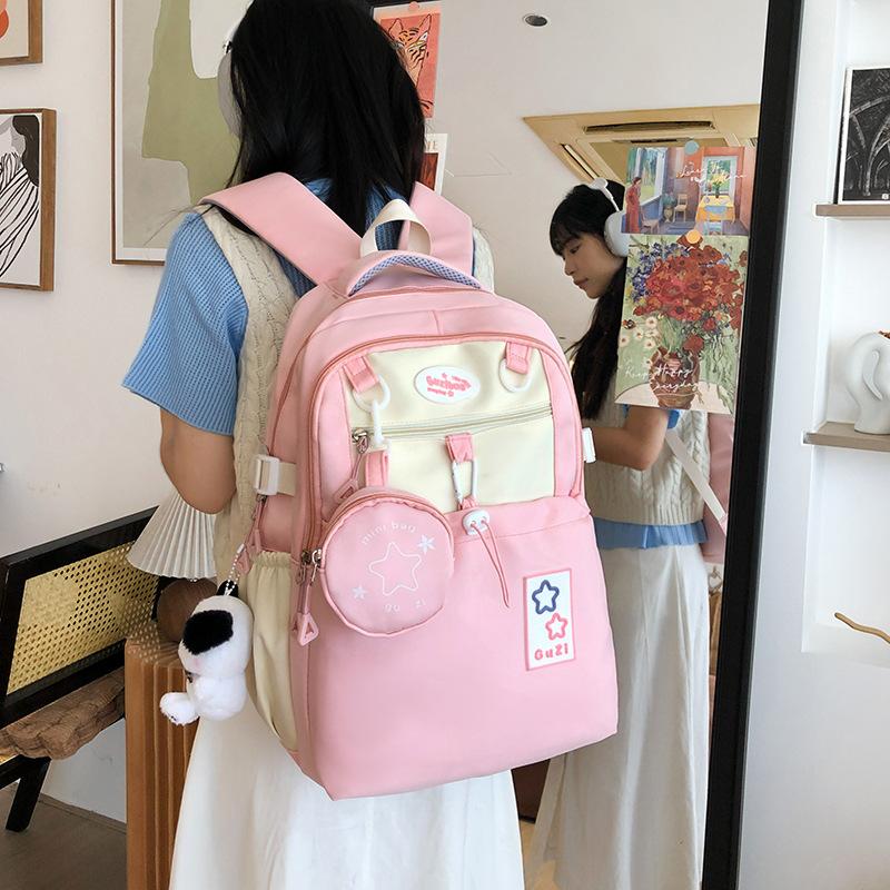 Dámský batoh Color Block pro studenty střední školy Schoolbag Star Velkokapacitní batoh