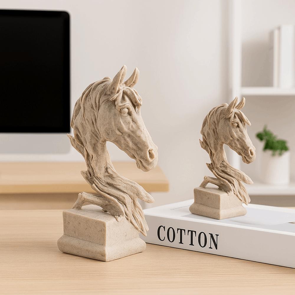 Resin Animal Sculpture Art Miniatures Figurine Micro Landscape Horse Head Statue  Bedroom