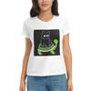 Women TShirt Black Cat Summer Short Sleeve Tees Round Neck Cotton T Shirts Clothes Tops Streetwear