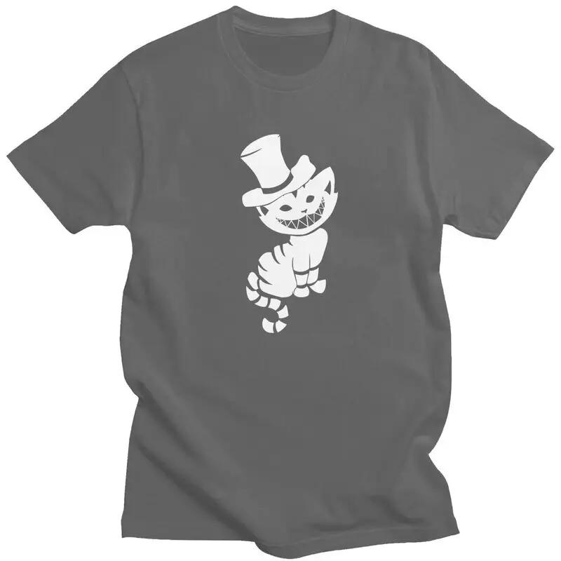 Alice in Wonderland Anime T Shirt Men 100% Cotton Tshirt Graphic Tees Short Sleeved Halloween Cheshire Cat T-shirt Slim Apparel