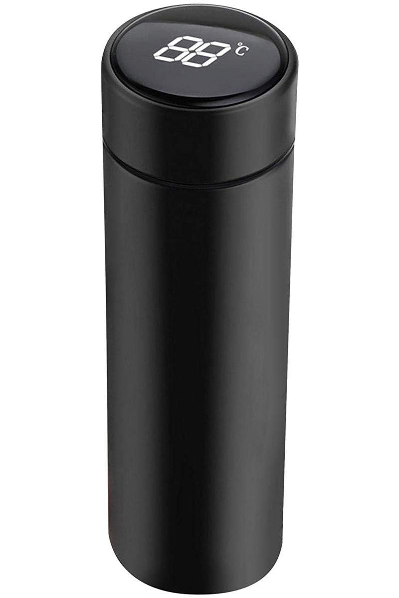 

SNNY Smart Water Bottle with Temperature Display, Insulates Hot and Cold Water, Tea Strainer Included, Stainless Steel, 500ml, Check Temperature at a
