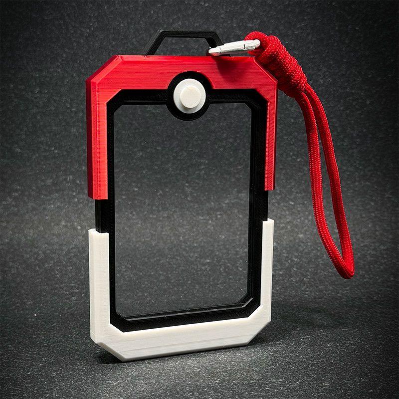 New Anime Pokemon PTCG Card Brick Display Case Pokeball Style Hard Protective Holder With Lanyard For Trading Card Storage Gifts No card