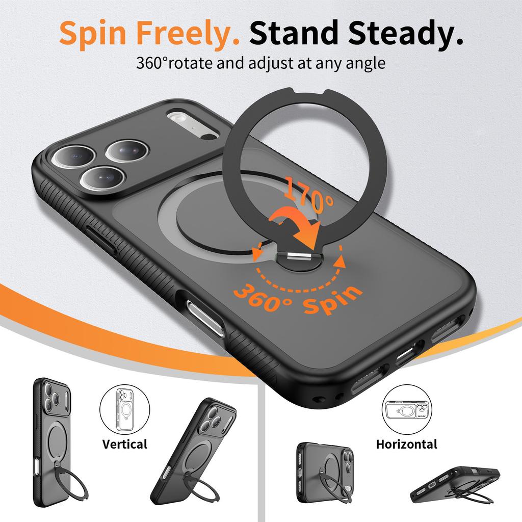 Compatible with iPhone 17 Pro Max Fengdun magnetic stand phone case, iPhone 16 Pro shockproof 15 protective case